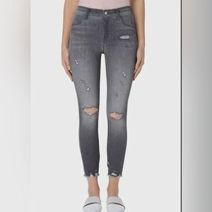 J Brand, Alana High Rise Cropped Provocateur Destruct Gray Skinny Jeans, Size 25